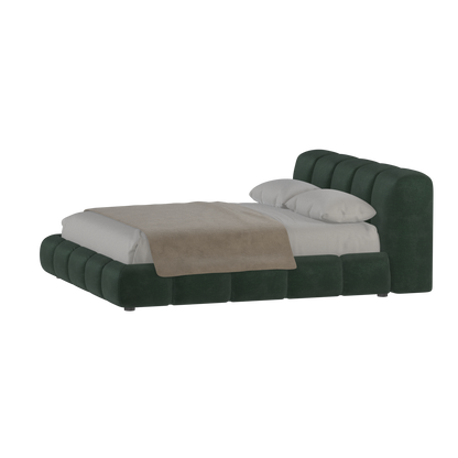 Fluffy Upholstered Bed Frame in Textured Bouclé