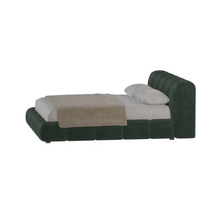 Fluffy Upholstered Bed Frame in Textured Bouclé