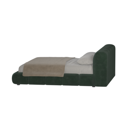 Fluffy Upholstered Bed Frame in Textured Bouclé