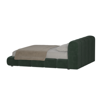 Fluffy Upholstered Bed Frame in Textured Bouclé