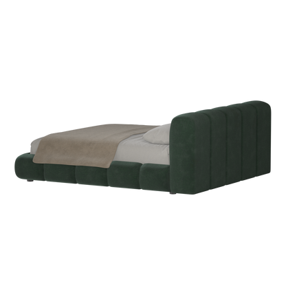 Fluffy Upholstered Bed Frame in Textured Bouclé
