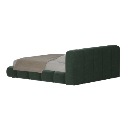 Fluffy Upholstered Bed Frame in Textured Bouclé