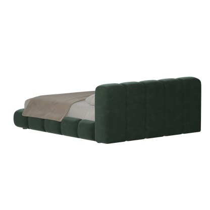 Fluffy Upholstered Bed Frame in Textured Bouclé