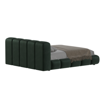 Fluffy Upholstered Bed Frame in Textured Bouclé