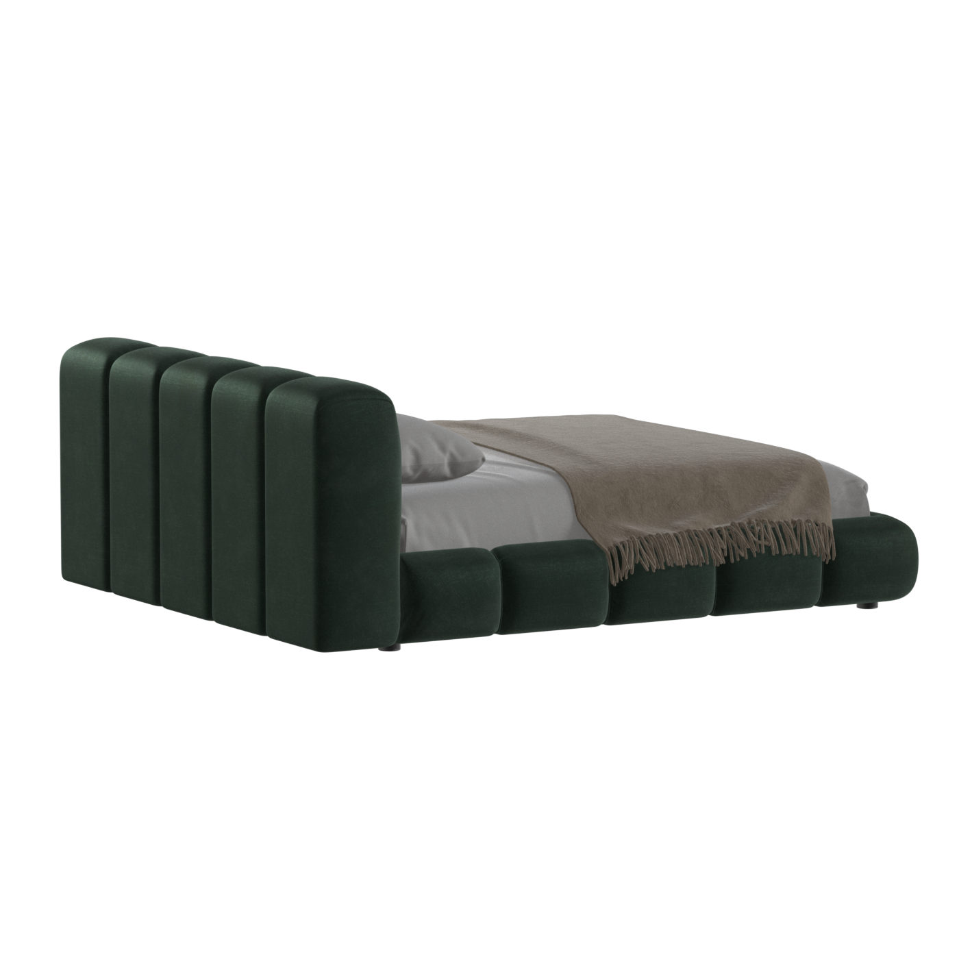Fluffy Upholstered Bed Frame in Textured Bouclé