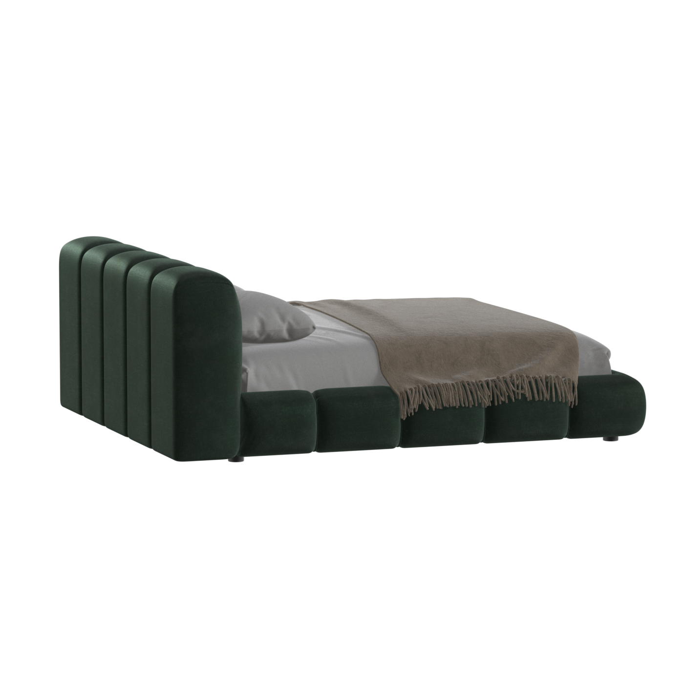 Fluffy Upholstered Bed Frame in Textured Bouclé