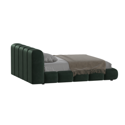 Fluffy Upholstered Bed Frame in Textured Bouclé