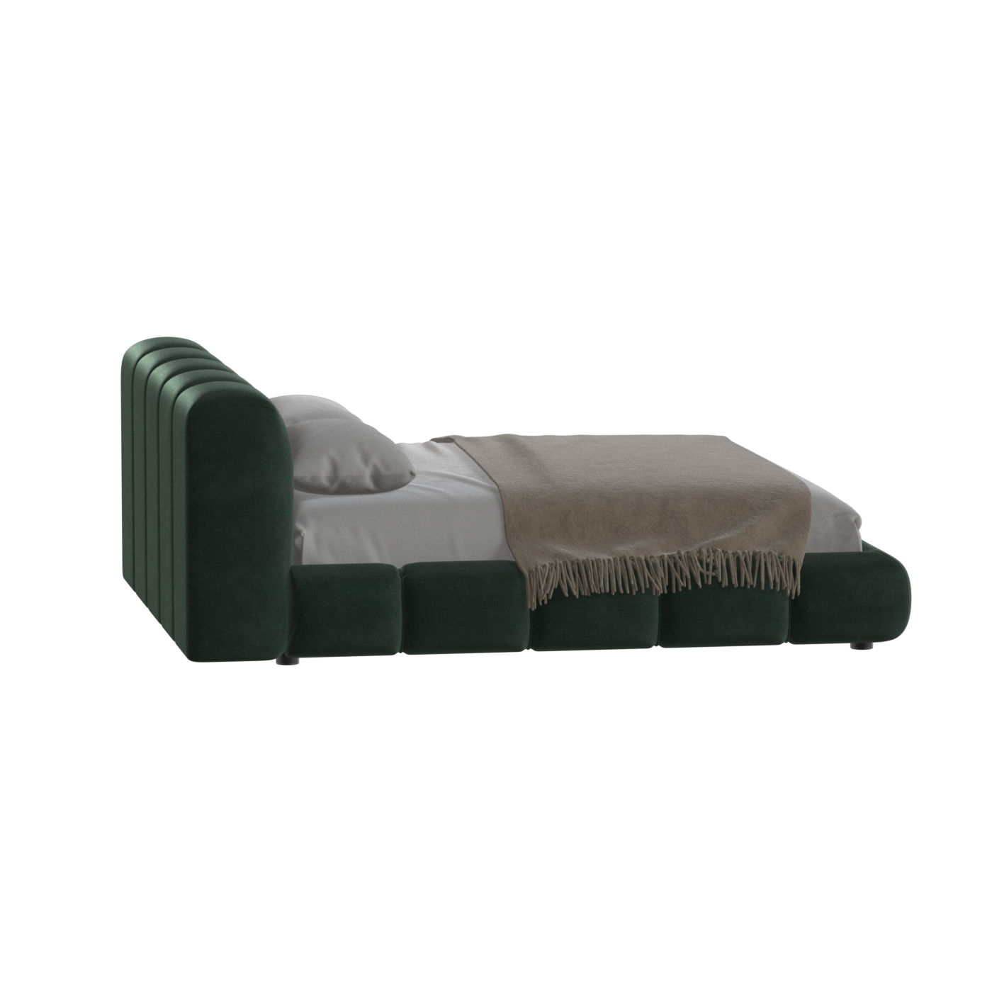 Fluffy Upholstered Bed Frame in Textured Bouclé