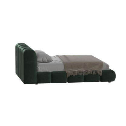 Fluffy Upholstered Bed Frame in Textured Bouclé