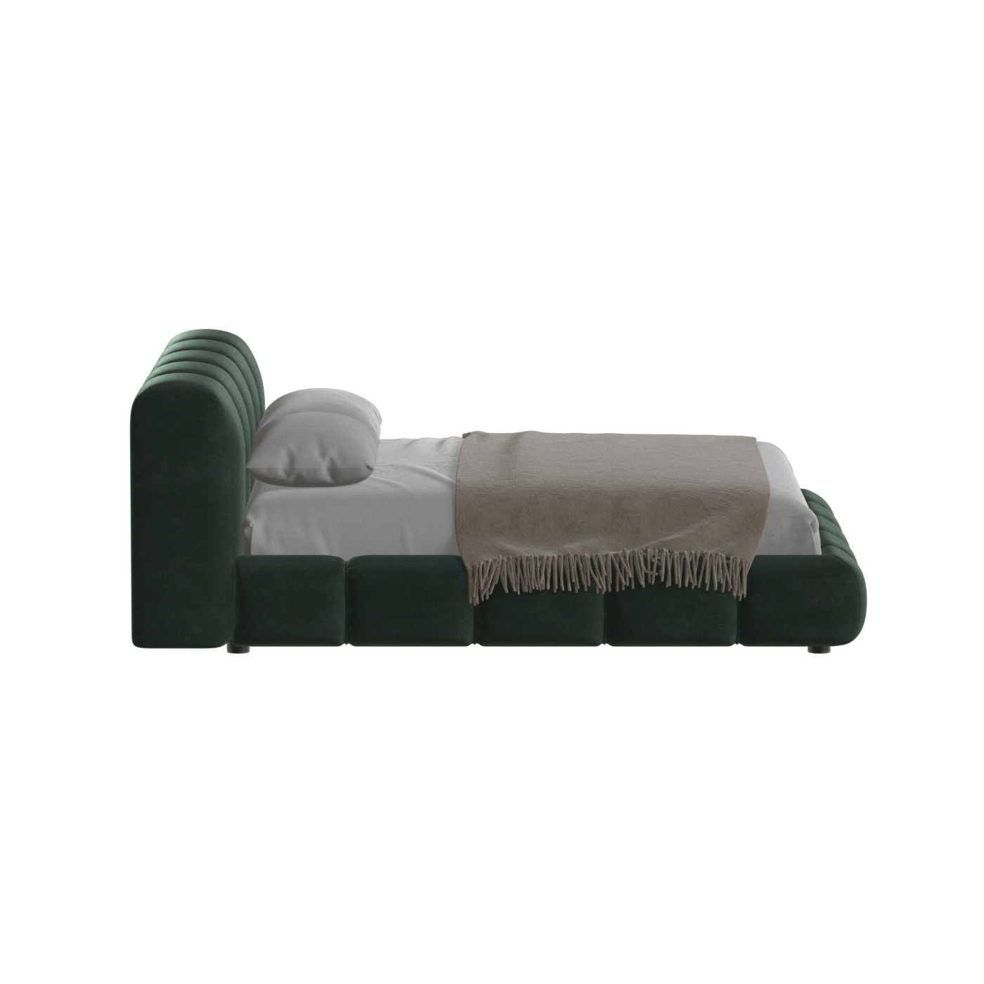 Fluffy Upholstered Bed Frame in Textured Bouclé