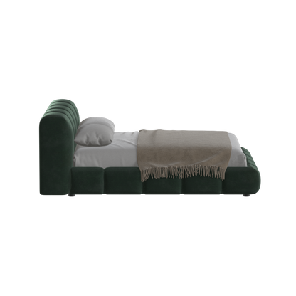 Fluffy Upholstered Bed Frame in Textured Bouclé