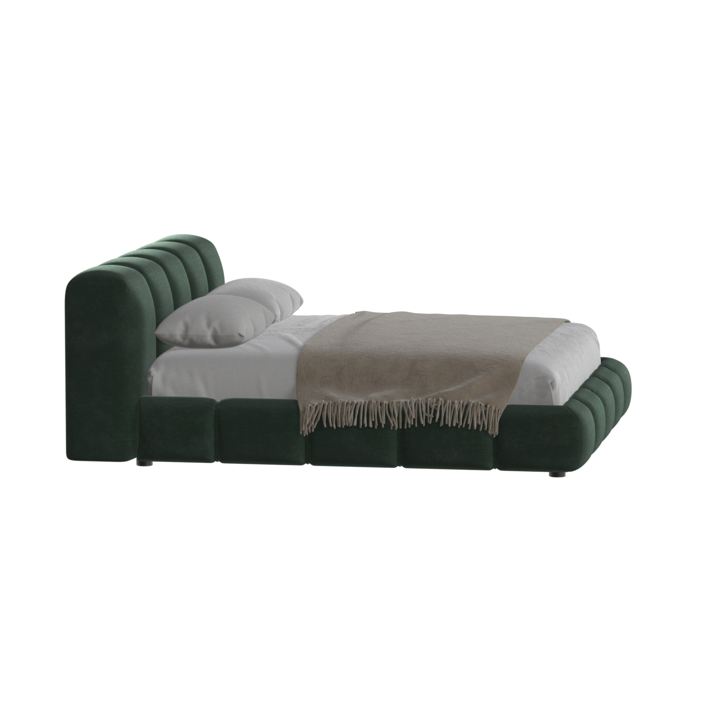 Fluffy Upholstered Bed Frame in Textured Bouclé