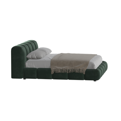 Fluffy Upholstered Bed Frame in Textured Bouclé