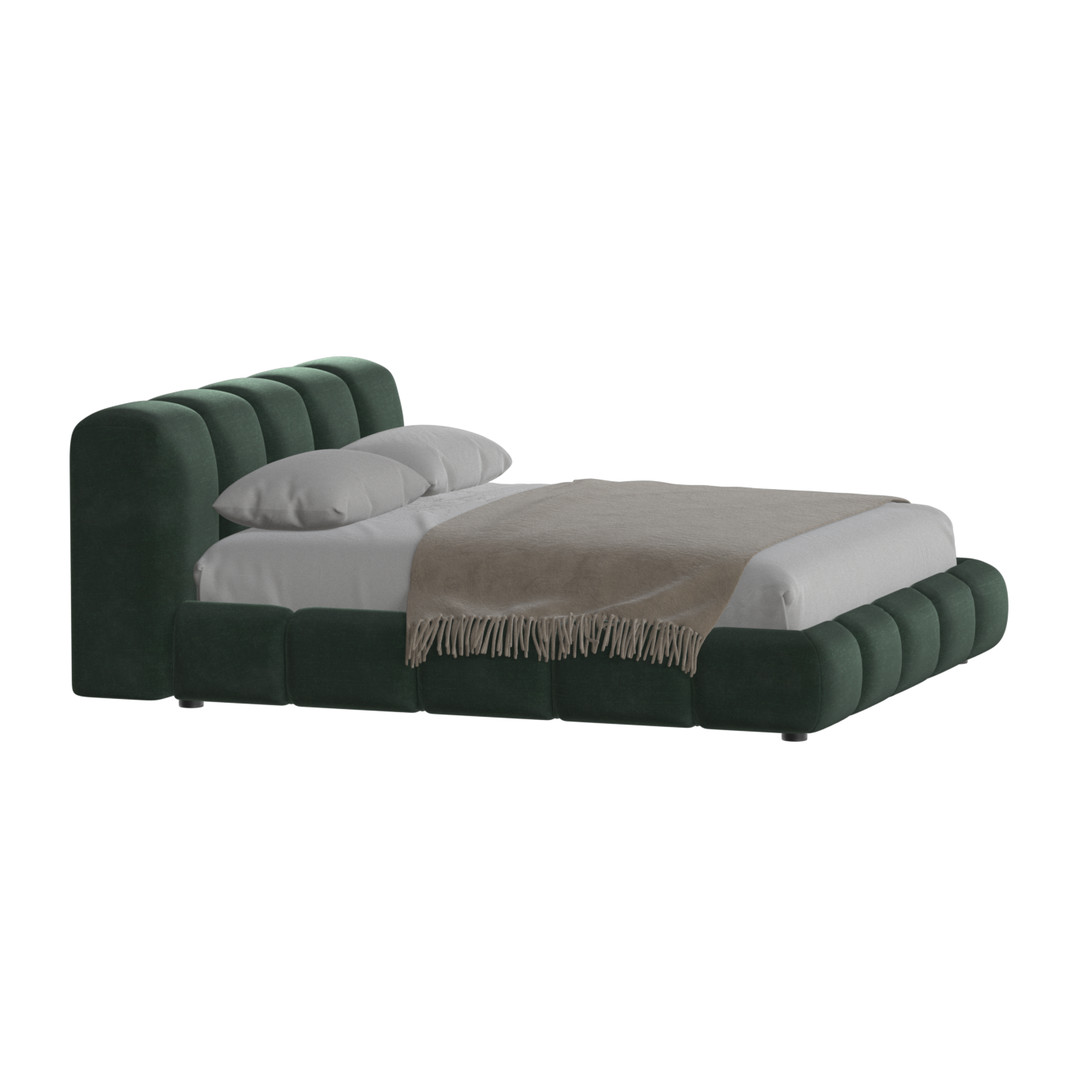 Fluffy Upholstered Bed Frame in Textured Bouclé