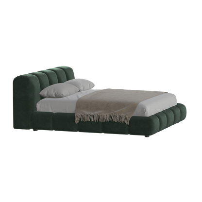 Fluffy Upholstered Bed Frame in Textured Bouclé