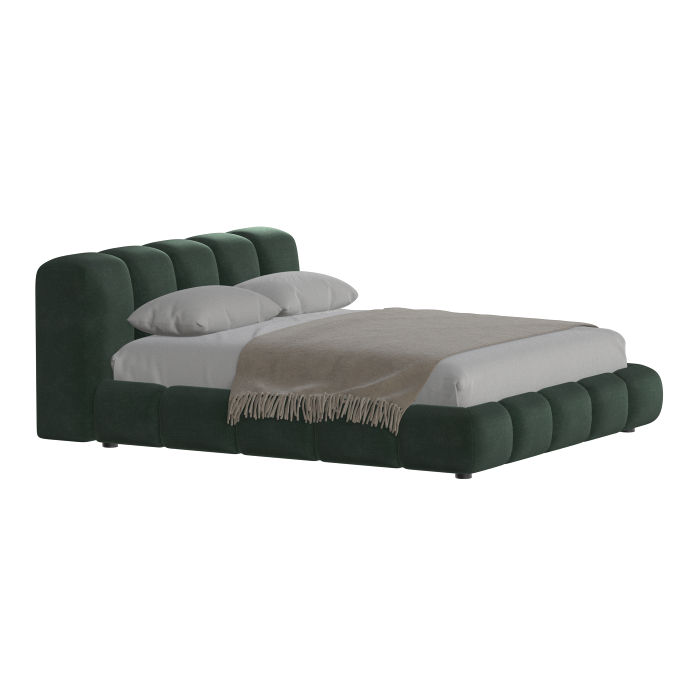 Fluffy Upholstered Bed Frame in Textured Bouclé