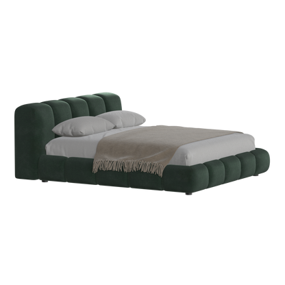 Fluffy Upholstered Bed Frame in Textured Bouclé