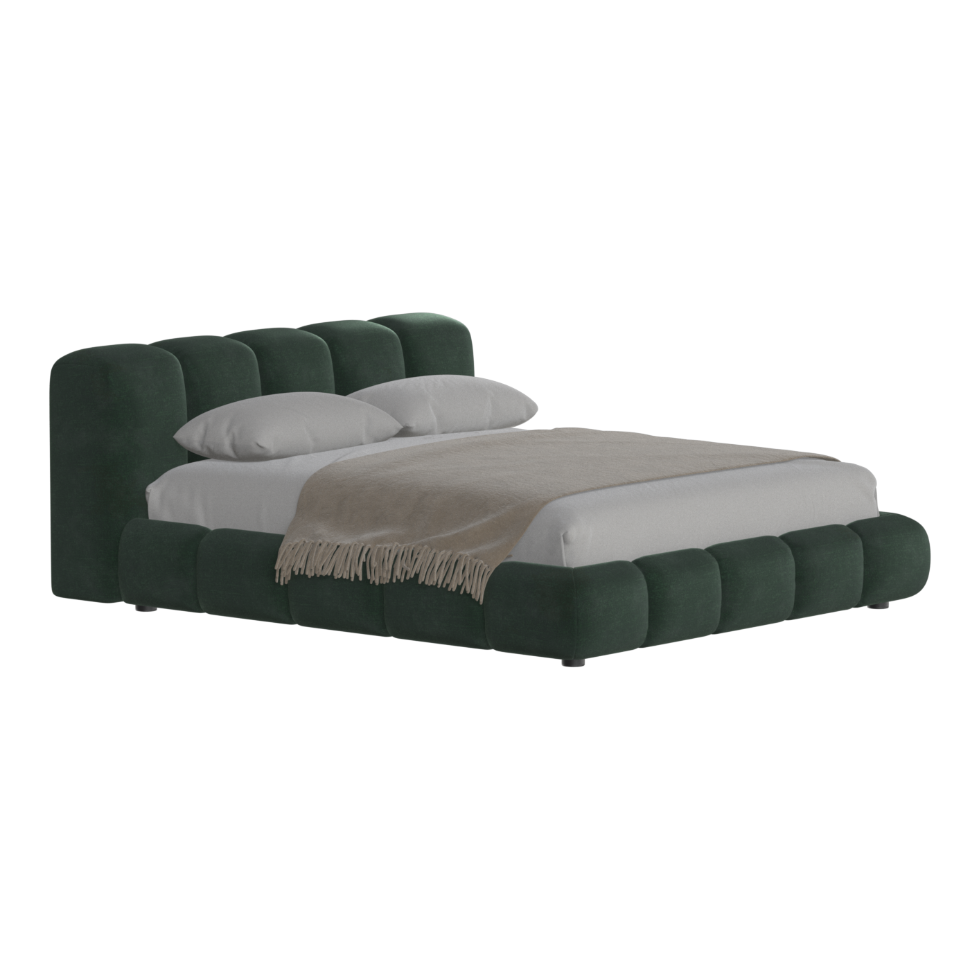 Fluffy Upholstered Bed Frame in Textured Bouclé