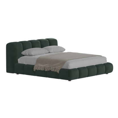 Fluffy Upholstered Bed Frame in Textured Bouclé