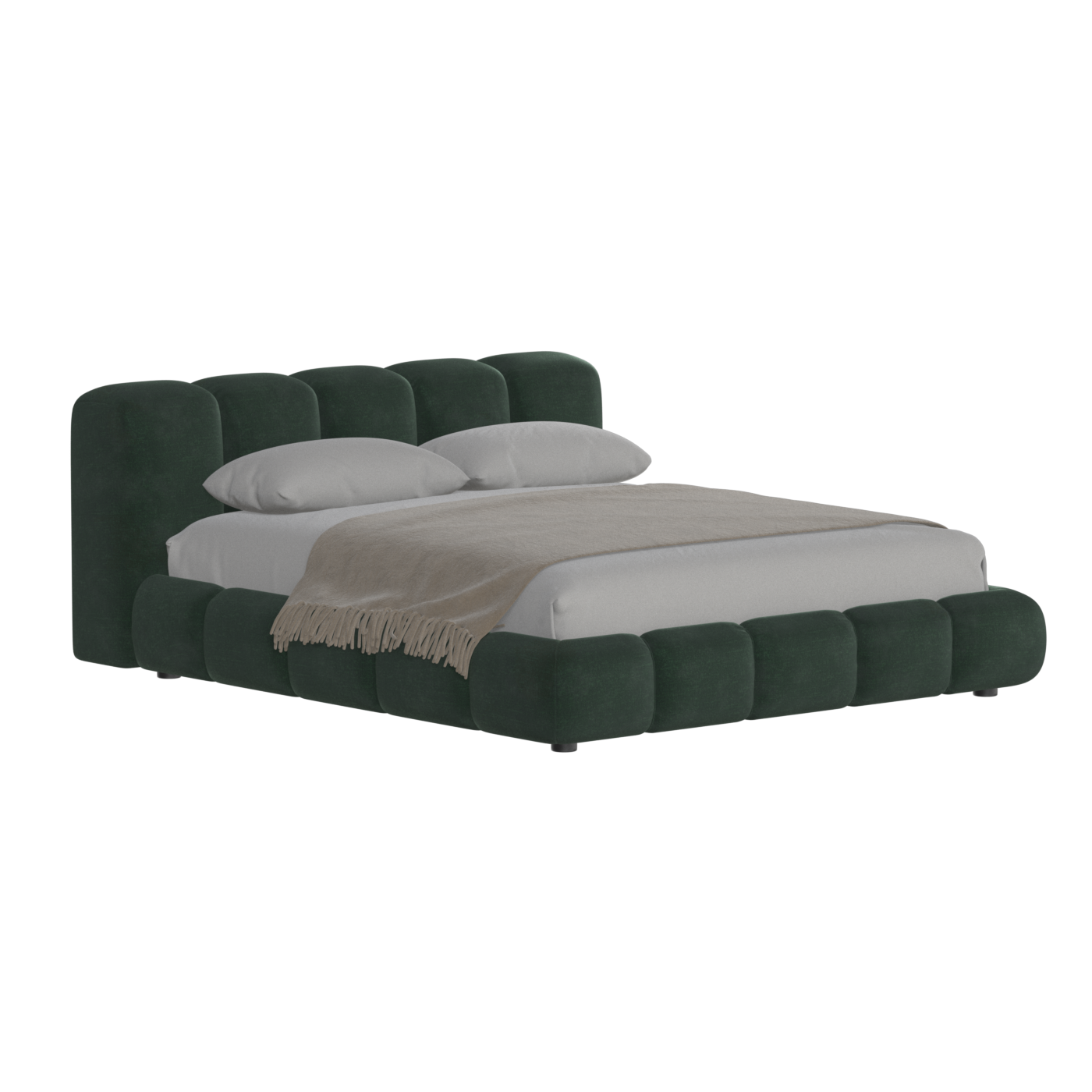 Fluffy Upholstered Bed Frame in Textured Bouclé