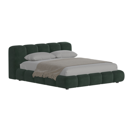Fluffy Upholstered Bed Frame in Textured Bouclé