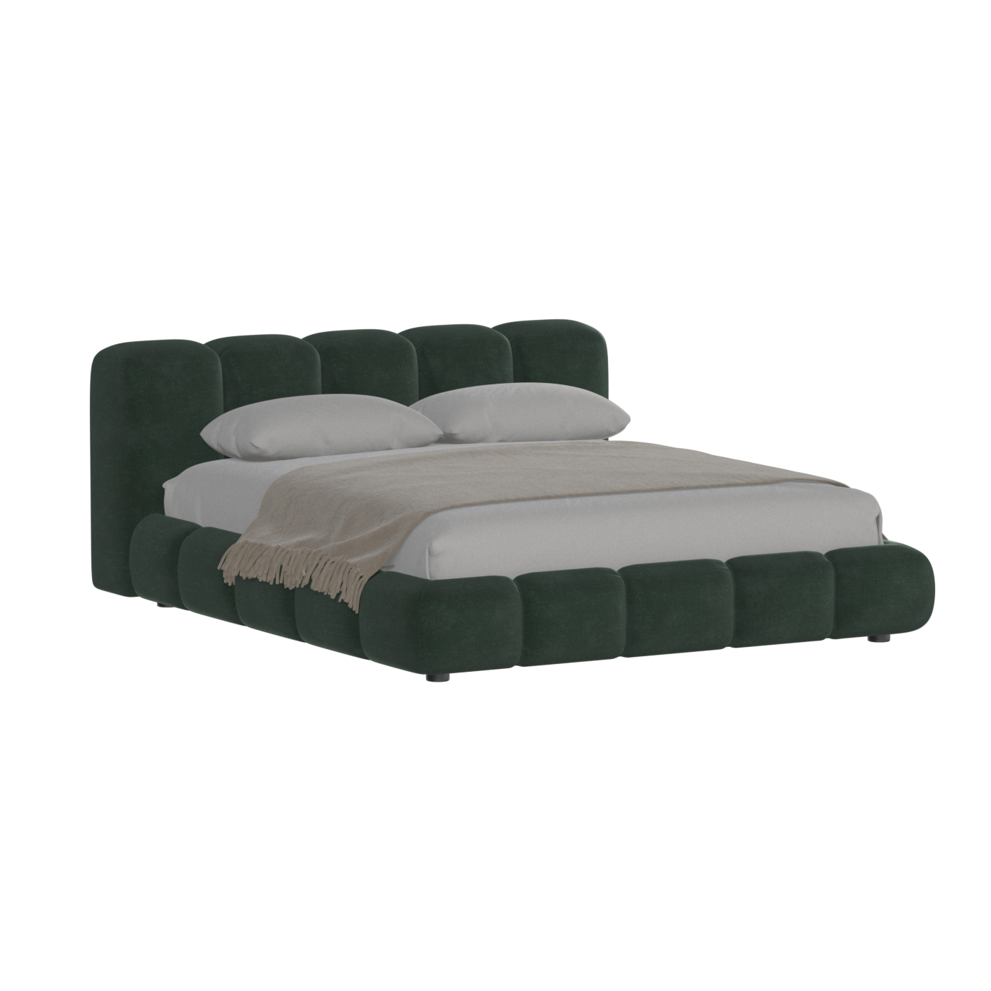 Fluffy Upholstered Bed Frame in Textured Bouclé