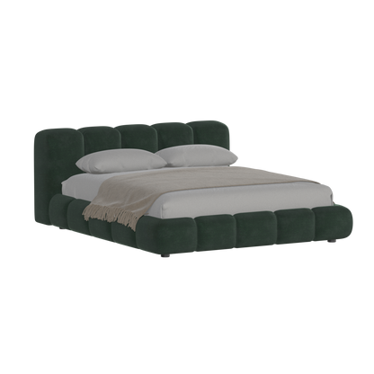 Fluffy Upholstered Bed Frame in Textured Bouclé