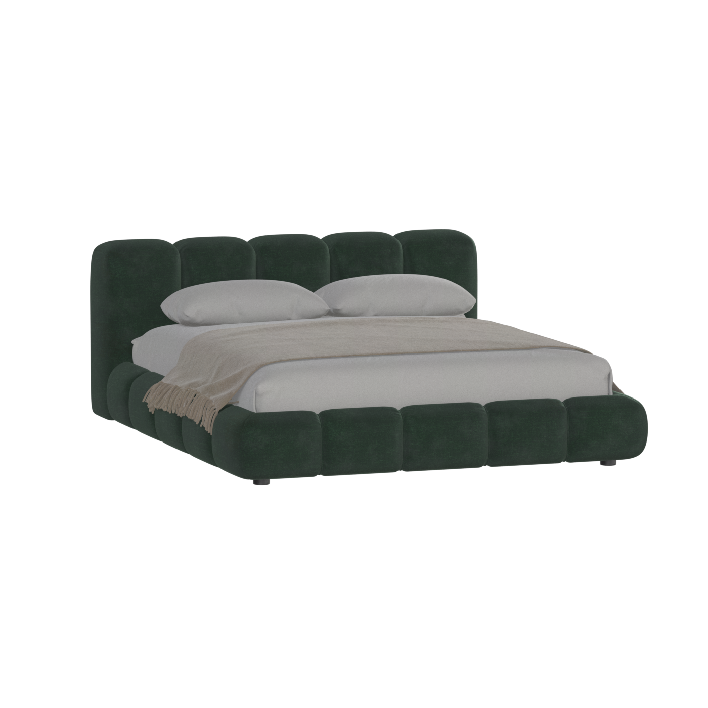 Fluffy Upholstered Bed Frame in Textured Bouclé