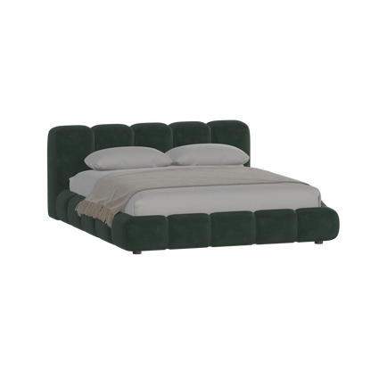 Fluffy Upholstered Bed Frame in Textured Bouclé