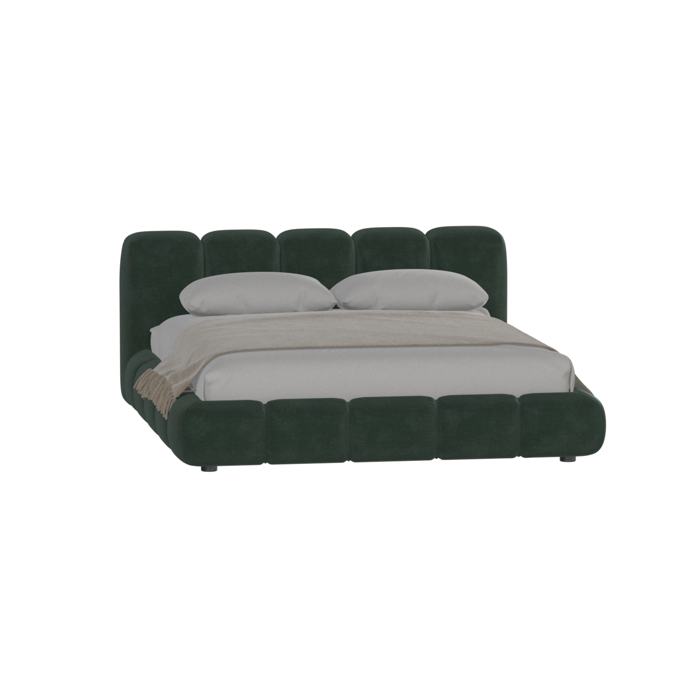 Fluffy Upholstered Bed Frame in Textured Bouclé