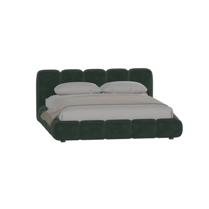 Fluffy Upholstered Bed Frame in Textured Bouclé