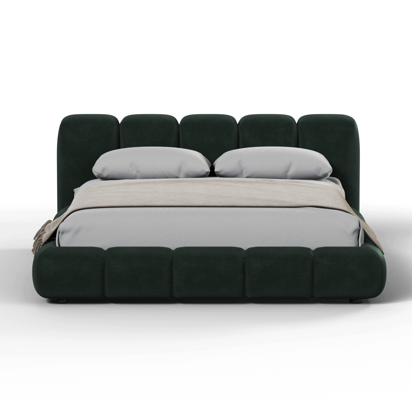 Fluffy Upholstered Bed Frame in Textured Bouclé