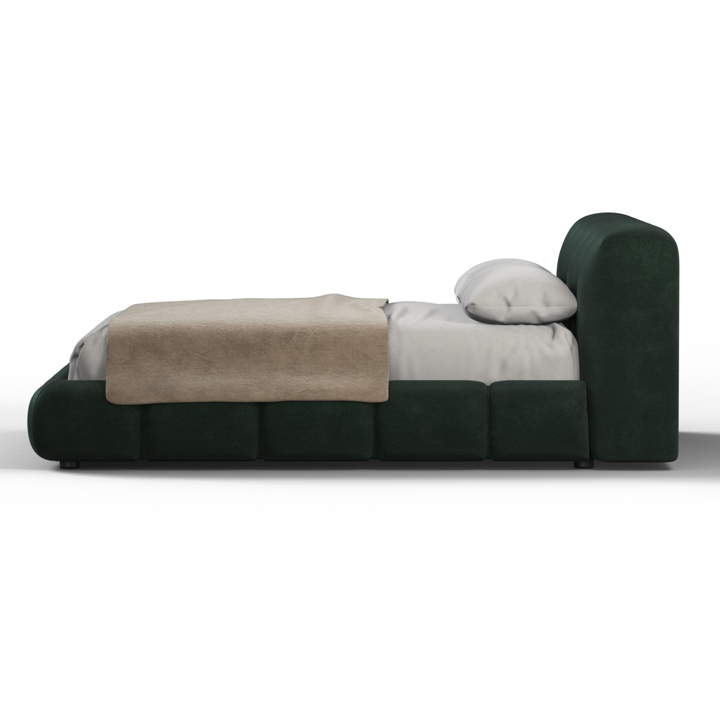 Fluffy Upholstered Bed Frame in Textured Bouclé