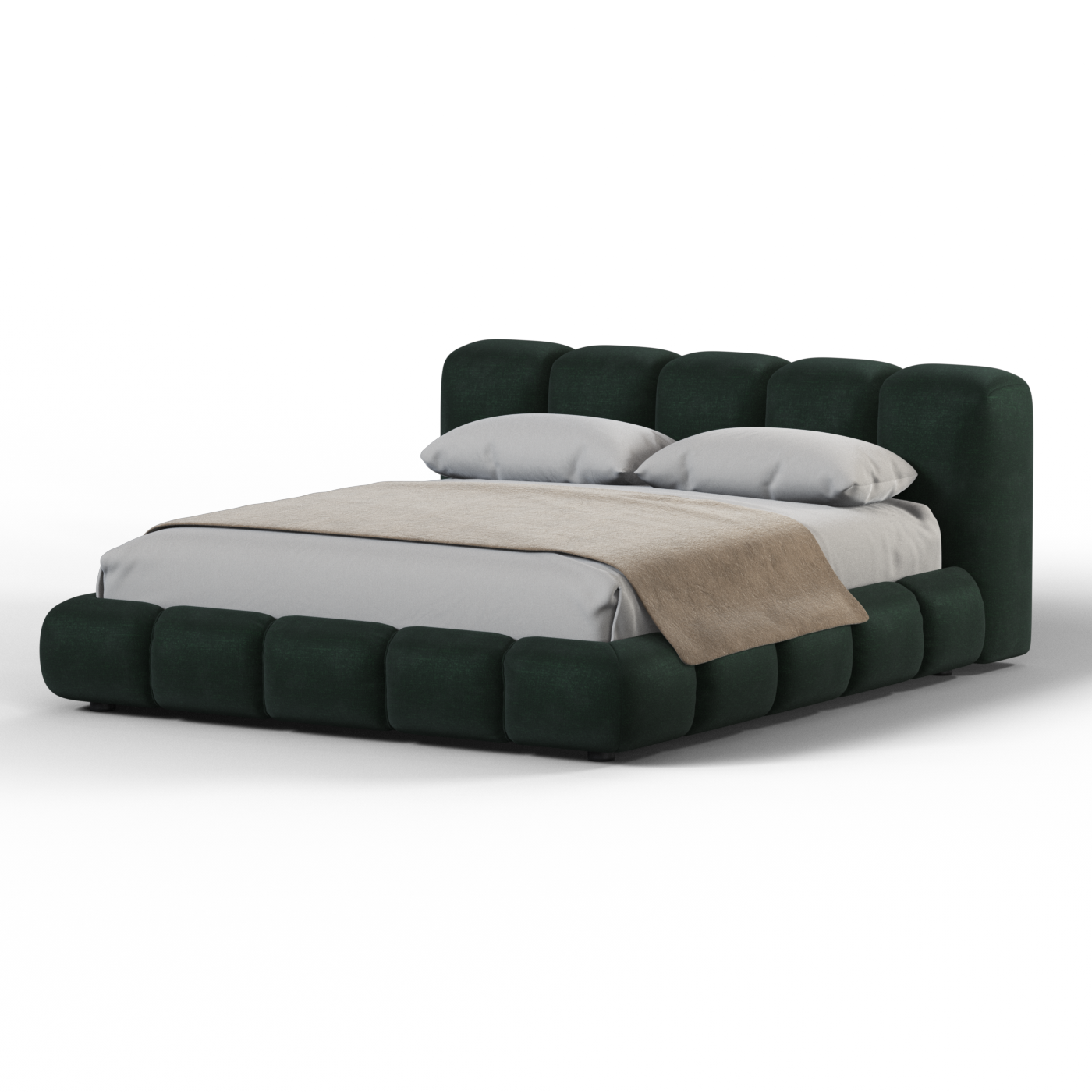 Fluffy Upholstered Bed Frame in Textured Bouclé