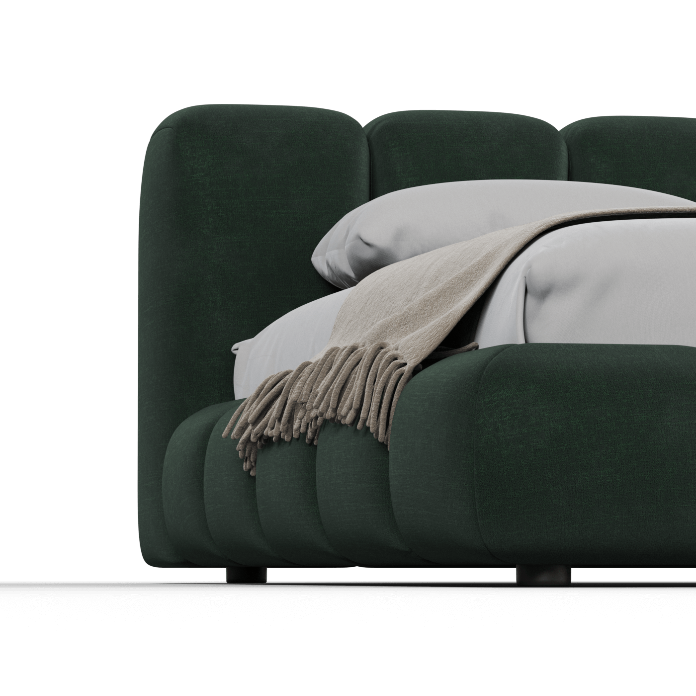 Fluffy Upholstered Bed Frame in Textured Bouclé