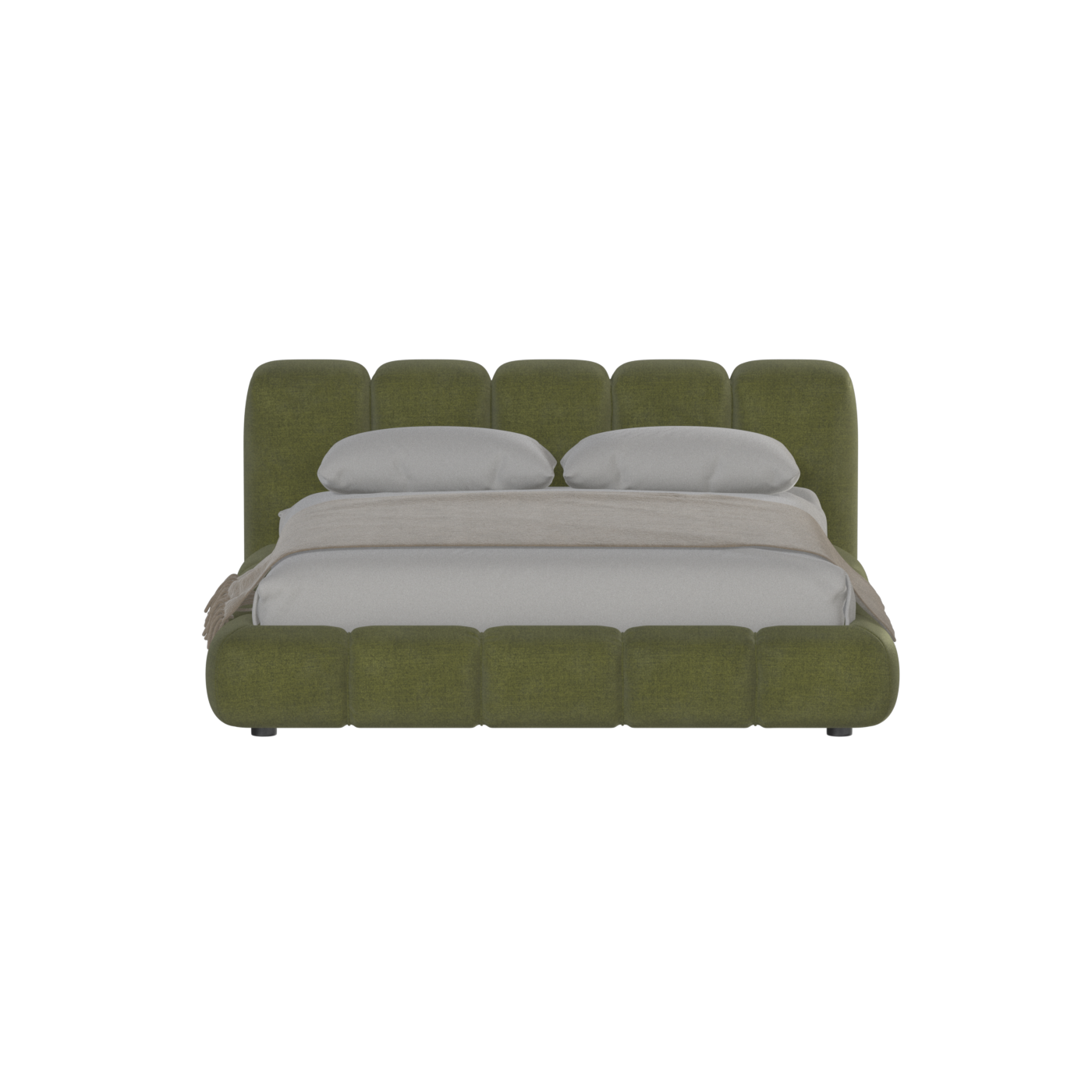 Fluffy Upholstered Bed Frame in Textured Bouclé