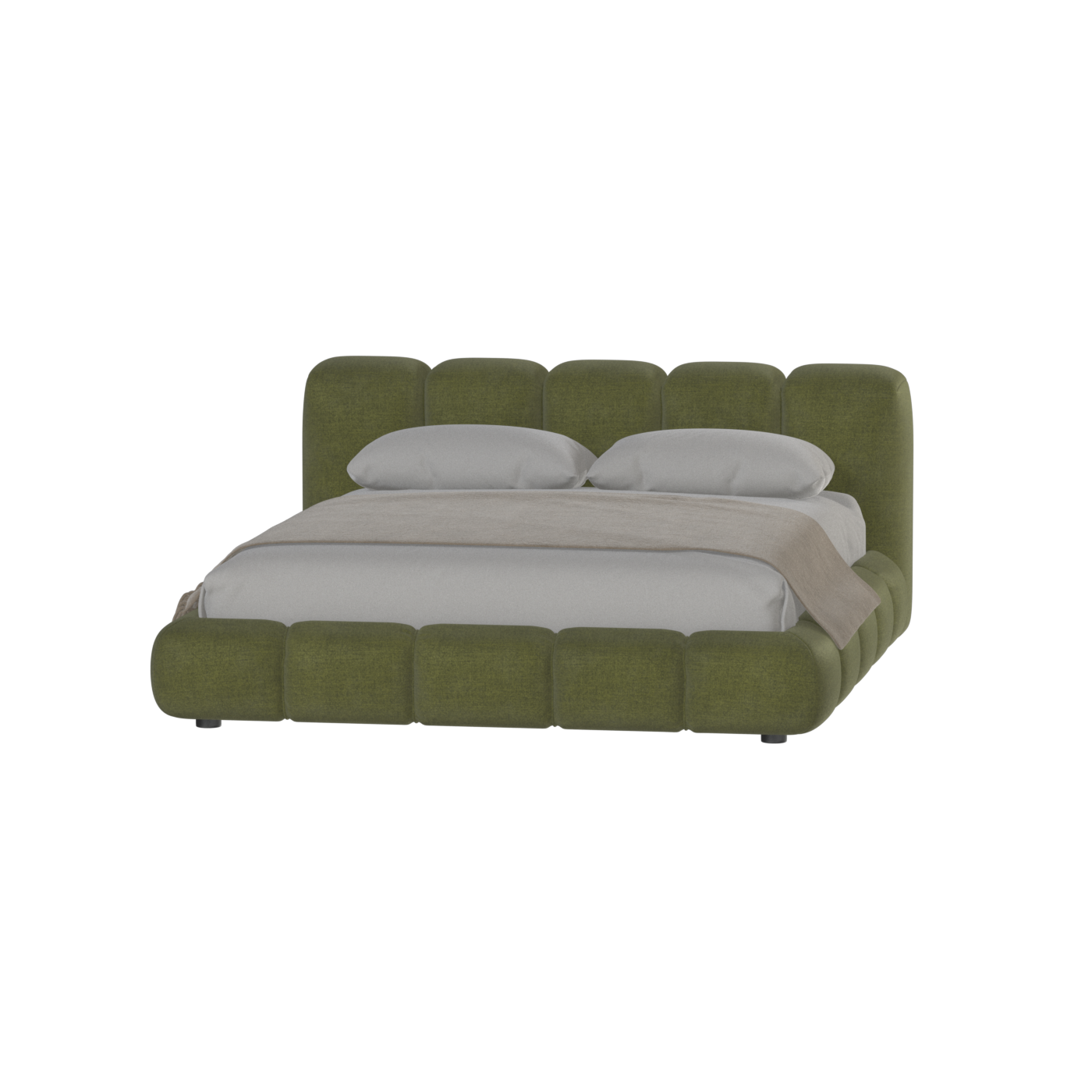 Fluffy Upholstered Bed Frame in Textured Bouclé
