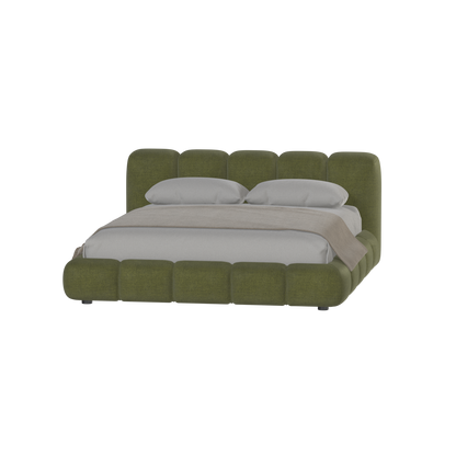 Fluffy Upholstered Bed Frame in Textured Bouclé