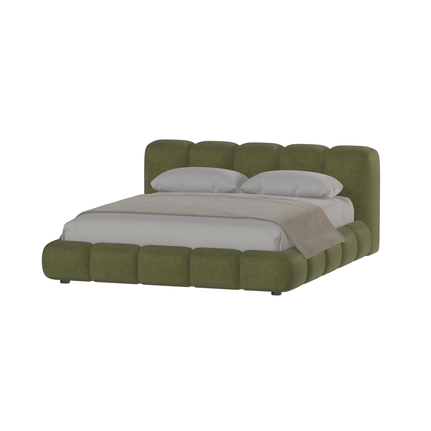 Fluffy Upholstered Bed Frame in Textured Bouclé
