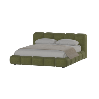 Fluffy Upholstered Bed Frame in Textured Bouclé