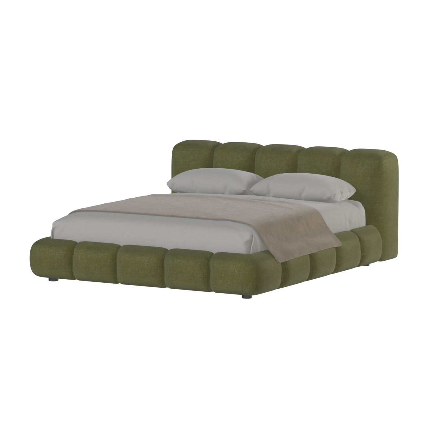 Fluffy Upholstered Bed Frame in Textured Bouclé