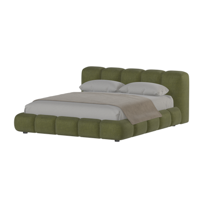 Fluffy Upholstered Bed Frame in Textured Bouclé