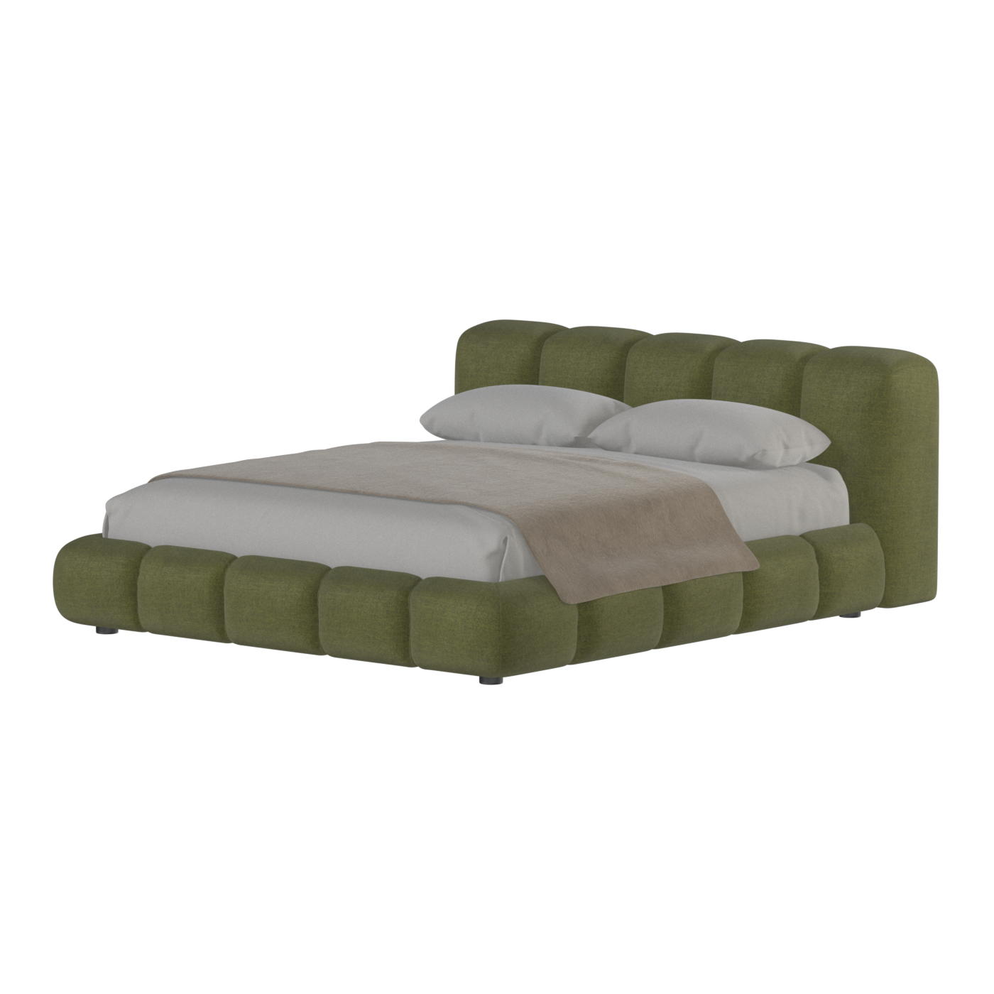 Fluffy Upholstered Bed Frame in Textured Bouclé