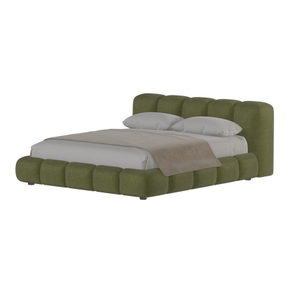 Fluffy Upholstered Bed Frame in Textured Bouclé