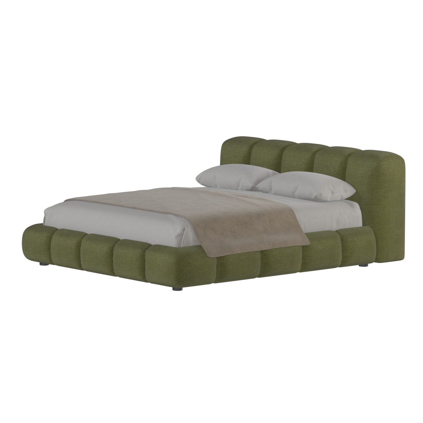 Fluffy Upholstered Bed Frame in Textured Bouclé