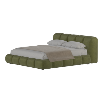 Fluffy Upholstered Bed Frame in Textured Bouclé