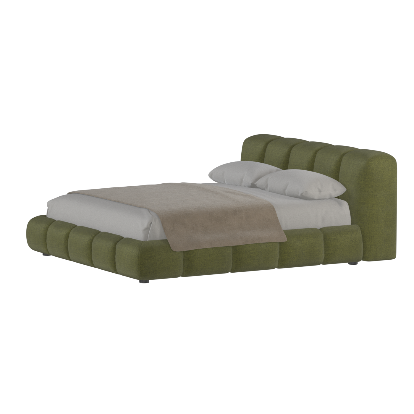 Fluffy Upholstered Bed Frame in Textured Bouclé