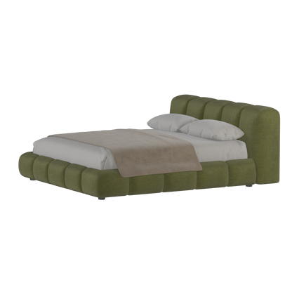 Fluffy Upholstered Bed Frame in Textured Bouclé