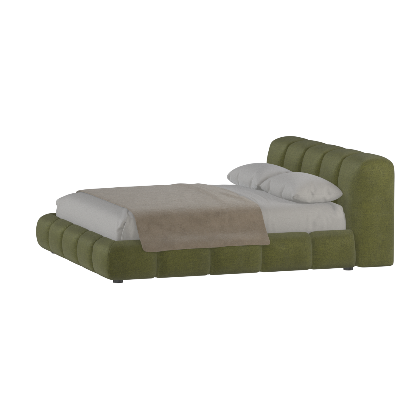Fluffy Upholstered Bed Frame in Textured Bouclé