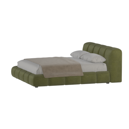 Fluffy Upholstered Bed Frame in Textured Bouclé